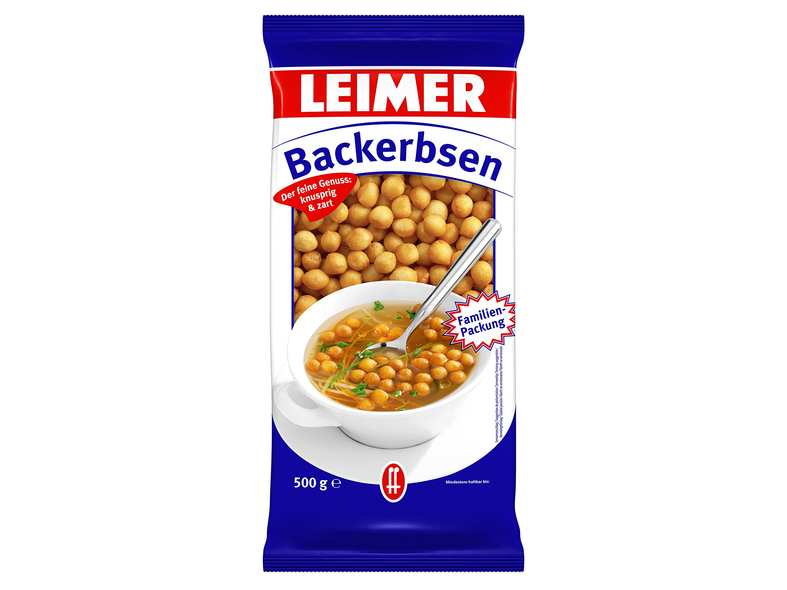 LEIMER Backerbsen 500 g Familienpackung- Traditionell bayerische Suppeneinlage aus kleinen Teigkügelchen (1 x 500g)