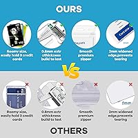 Vista 5 de Paquete de 10 portatarjetas de identificación extragruesos, resistente al agua, plástico transparente, PVC, bolsillo vertical resellable