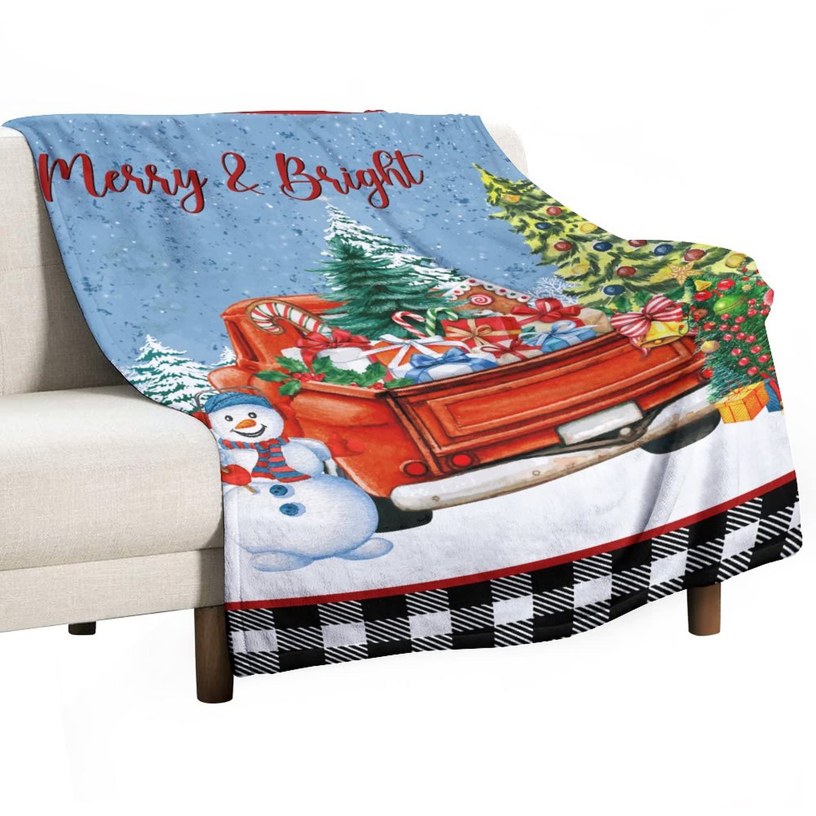 Couverture chaude double face pour canapé et décoration de Noël adulte et enfant
