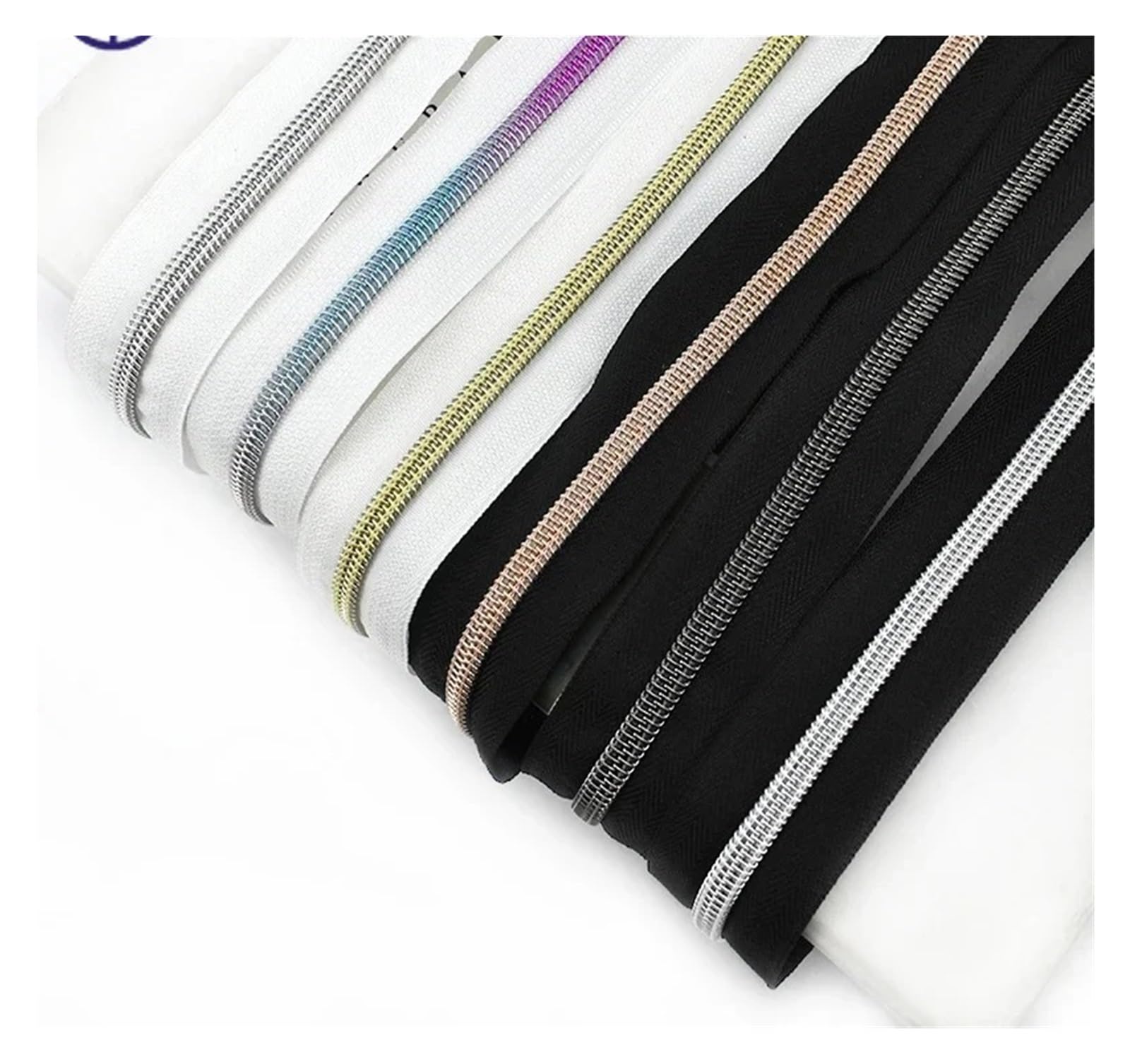 2/5/10 Metri 5# Nylon Cerniere Cursori for I Vestiti Borse Tasca Bobina Zip Cerniera Cursore Sostituire Fai da Te Indumento Accessorio for Cucire(M127RoseGold,10METERZIP10PCSLIDER_5#)