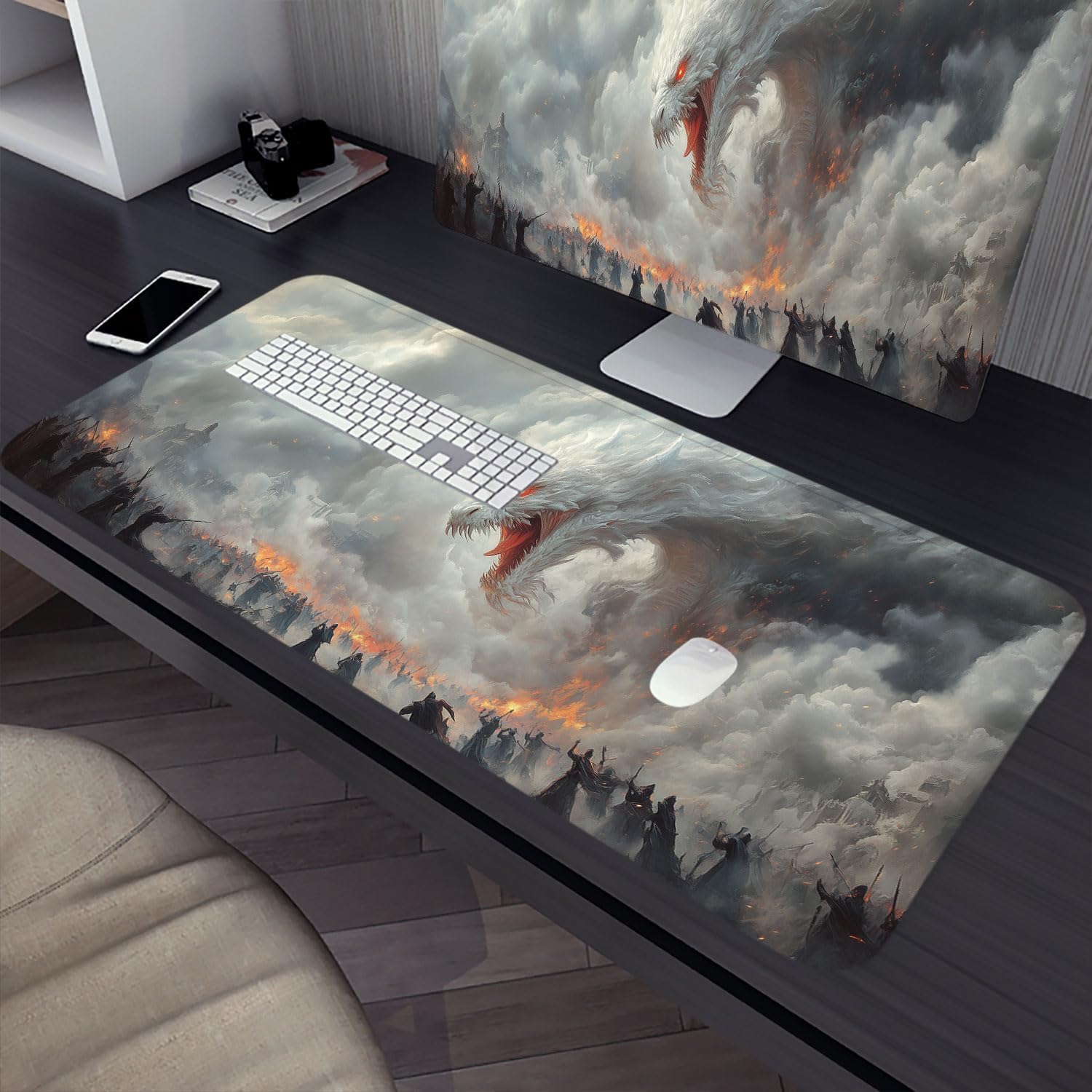 Dragon Extended Large Gaming Mouse Pad Mat, 31.5"x11.8", Polyester, Non-Slip Base, Stitched Edge - Image 4