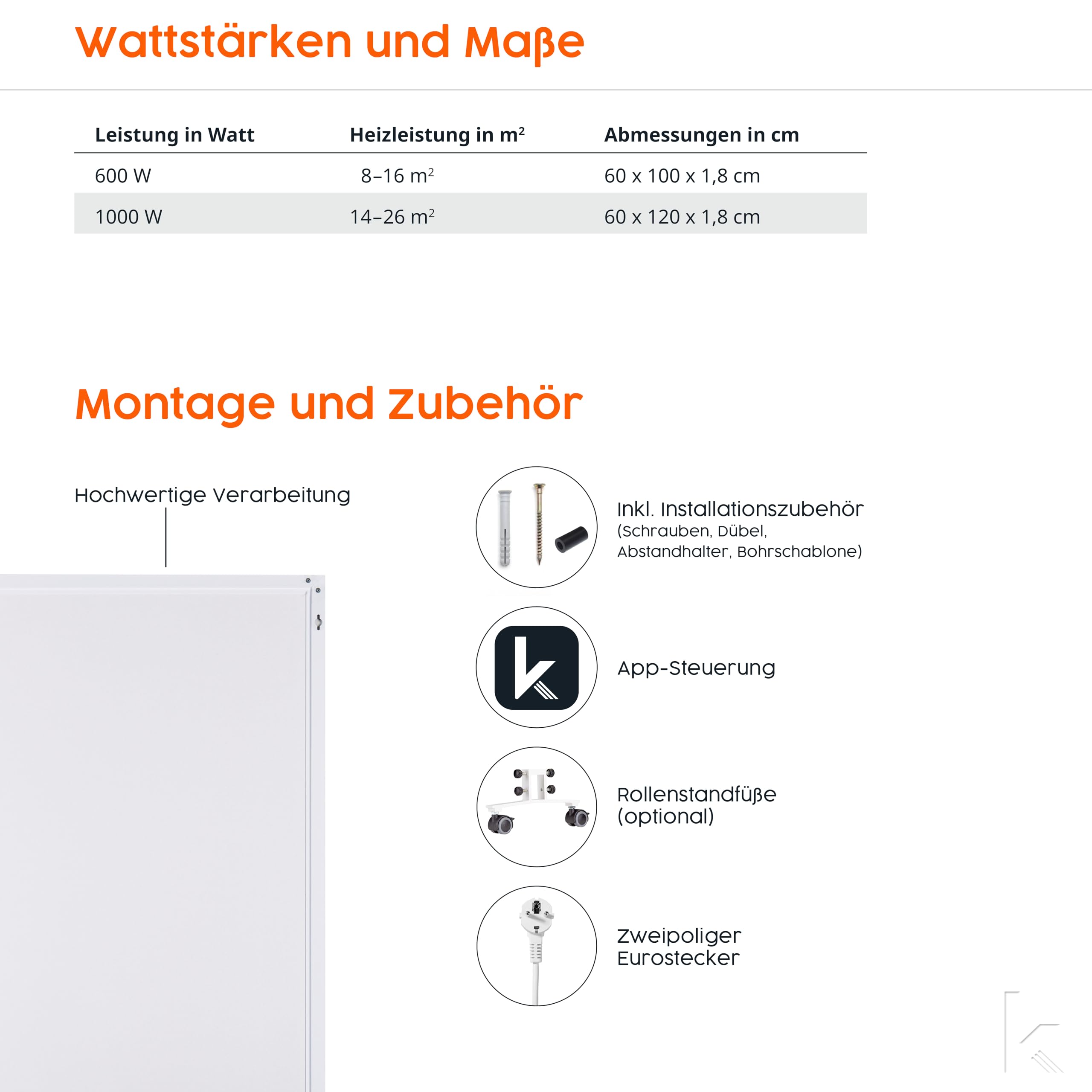 Könighaus grzejnik na podczerwień Colorado Edition - 1000 W - 14–26 m²