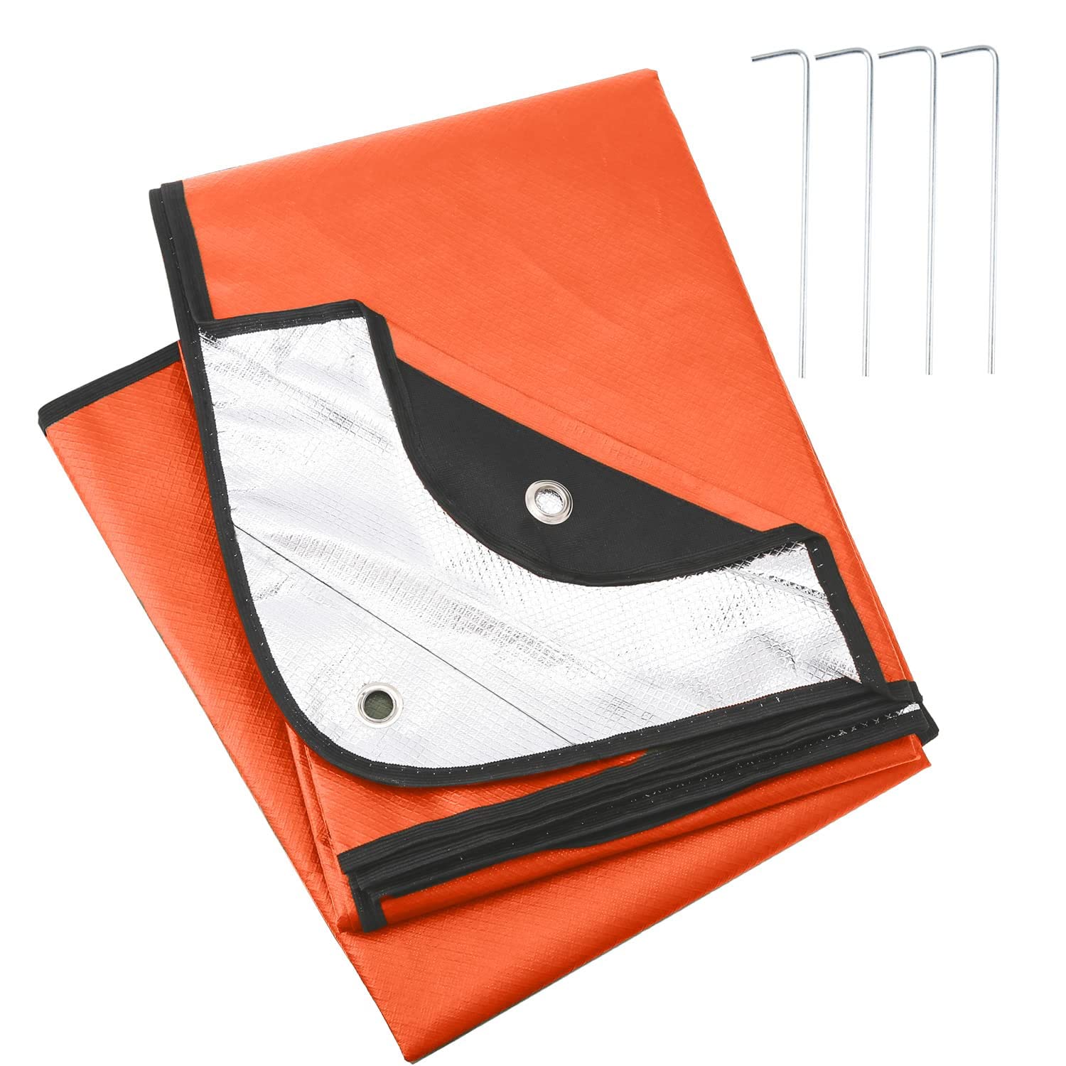 Thickening Complex:LYN Multilayer Heavy Duty Solar Emergency Survival Blanket-Orange,Reflective Mylar Waterproof Windproof Thermal,for Rescue,Car Camping,Hiking,Bushcraft,Snow&Pet Full