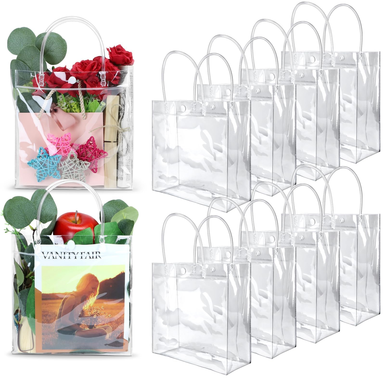 24x Transparente Geschenktüten Mit Griffen „Home Sweet Home“, 20x20x8 Cm – PVC, Wasserdicht, Für Einweihungspartys