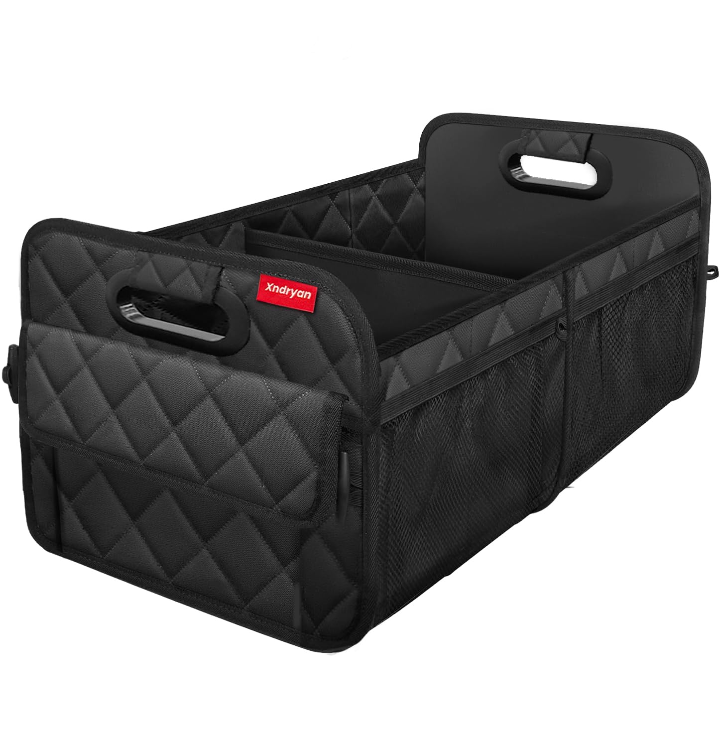 Xndryan Black Car Boot Organiser, Large Boot Tidy For Car Storage Organiser, Collapsible Multi Compartment Car Organiser Accessories, Reinforced Base And Comfort Handle