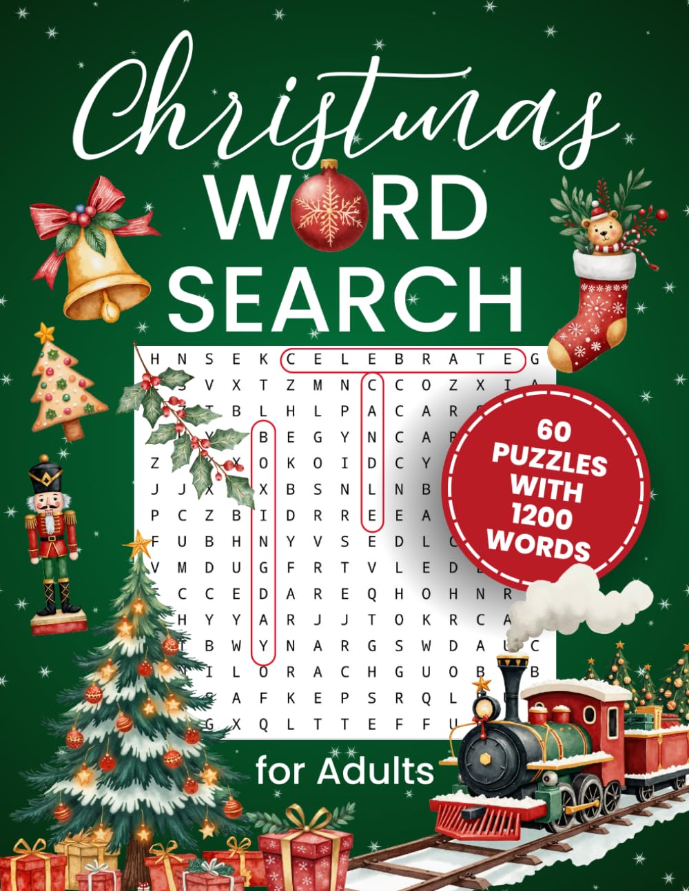 Christmas Wordsearch for Adults: 60 Puzzles with 1200 Words
