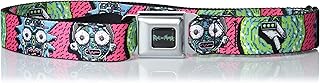 Rick and Morty Belt, Seatbelt Buckle Belt, Rick and Morty Circuit Faces Portal Gun, Mens Womens Kids Adjustable, Rick and Morty, 1.5" Wide - Fits Pant Size 24-38