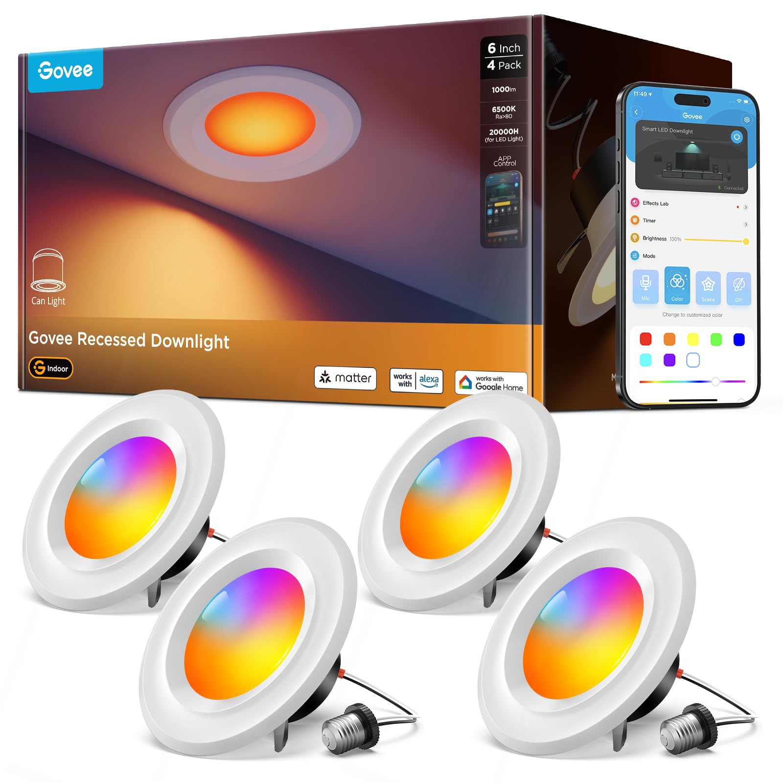 Govee Smart Retrofit Recessed Lighting 6 Inch
