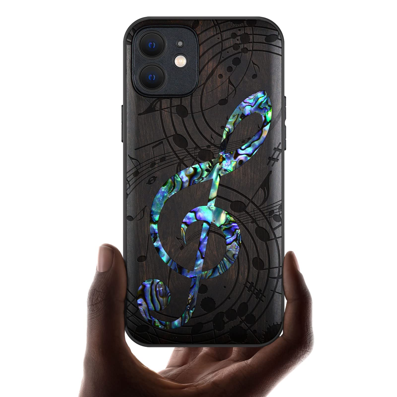 Carveit Funda Para IPhone 12 Carcasa Magnética [Grabado En Madera E Incrustación De Mejillones] Carcasa De