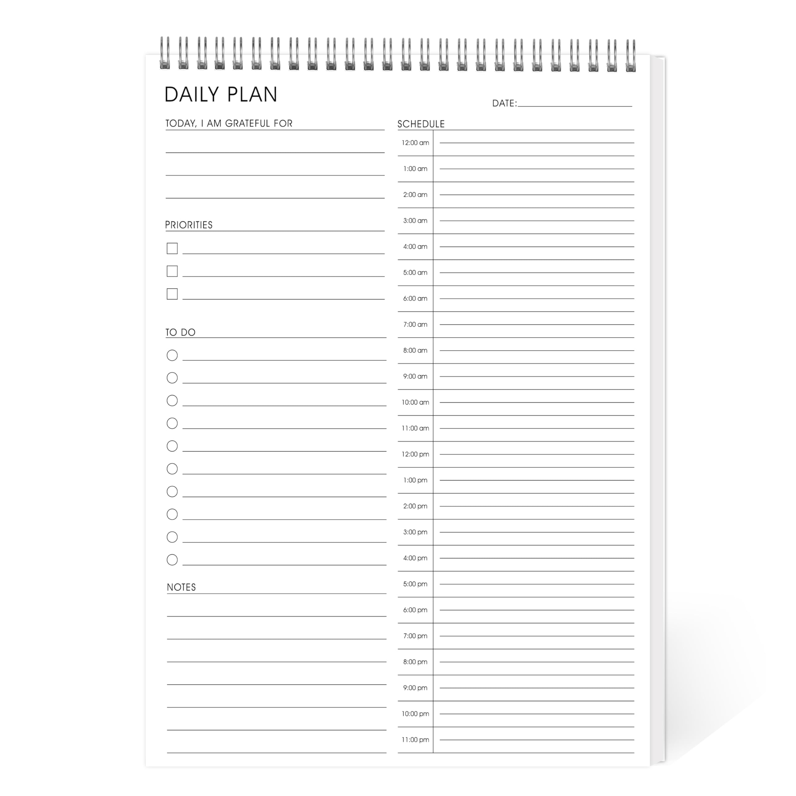 24 Hour Daily Planner - To Do List for Work & Personal Life, Productivity Everyday Planner, Daily Schedule, 6.5 x 9.8