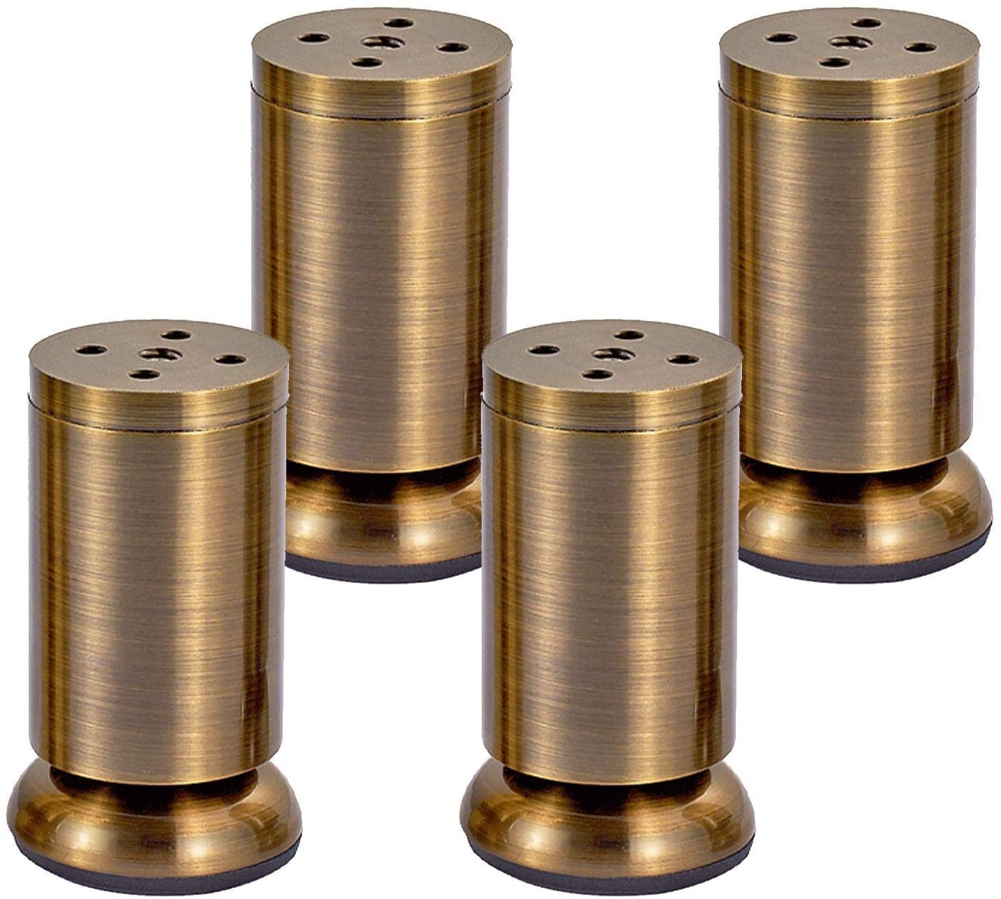 Lot de 4 pieds réglables en fourrure bronze de 15 cm pour canapé, table, lit, pouf et étagère – Design élégant avec coussinets en caoutchouc et vis incluses pour une installation facile