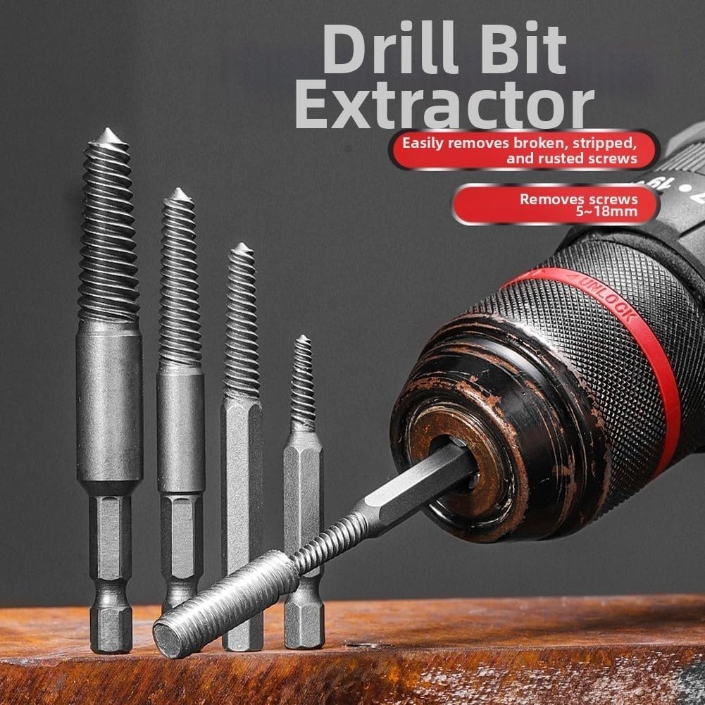 Juego de extractores de tornillos de 14 piezas, kit de extracción de pernos rotos HSS de 3 a 12 mm con brocas para tornillos dañados, herramienta de extracción profesional (14 + brocas)
