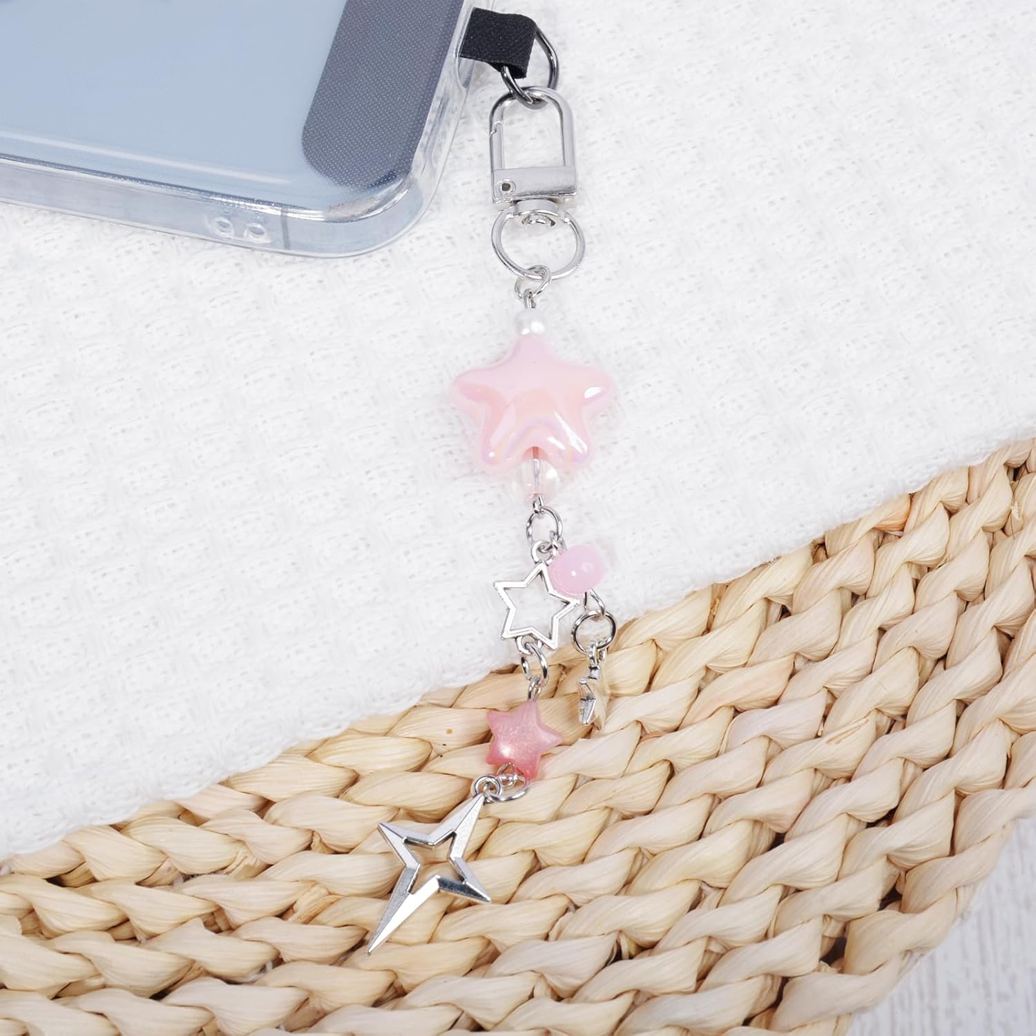 1-4PCS Cute Phone Charms Aesthetic Y2K CellPhone Charms Strap Pink Strawberry Butterfly Star Phone Charm Y2K Accessories Keychain for Backpack, Digital Cameras, Kindles, Air Pods - Image 6