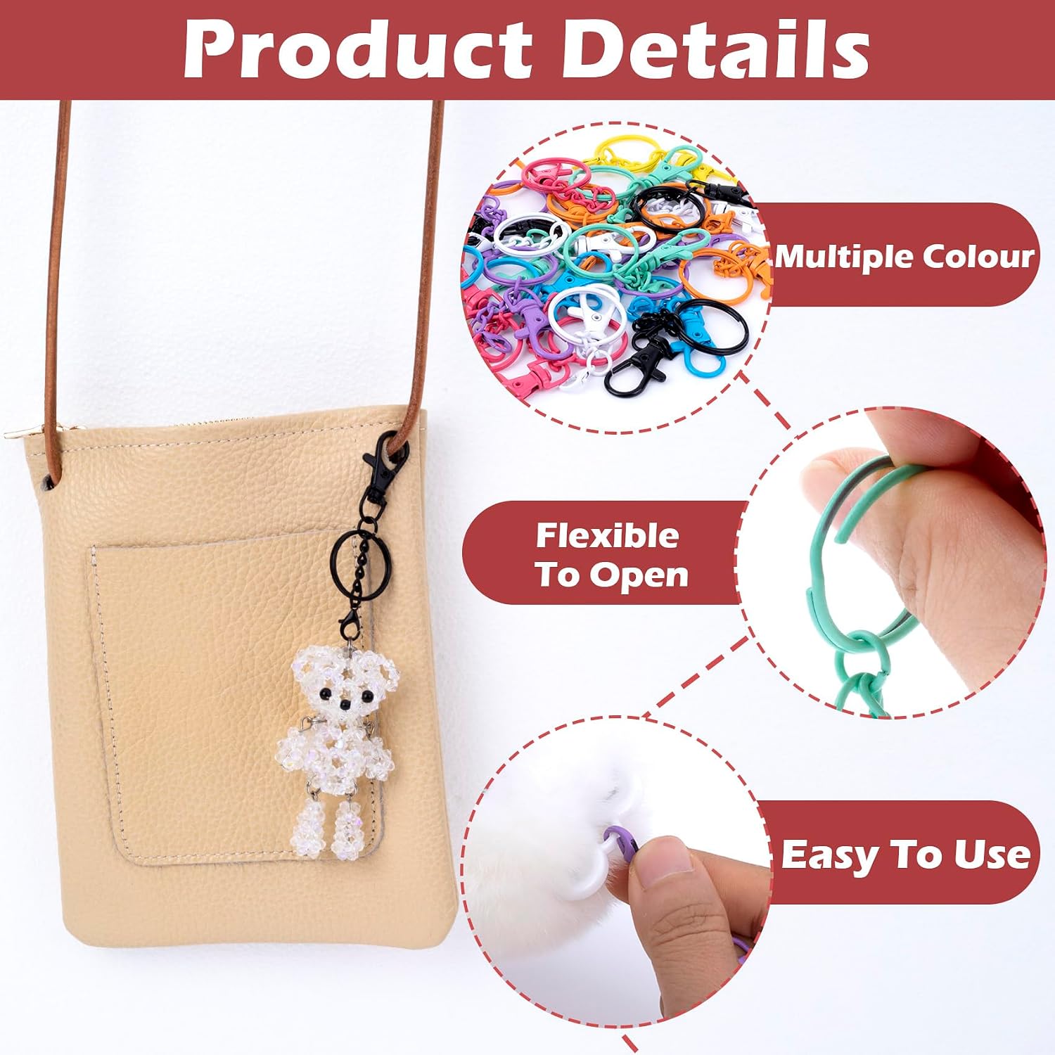 16 Pcs Metal Lobster Claw Clasps, Colorful Keychain Clip, Swivel Clasps Key Chain Hooks, Key Chain Making Kit for Keychains DIY Crafts Jewelry (8 Styles) image 4