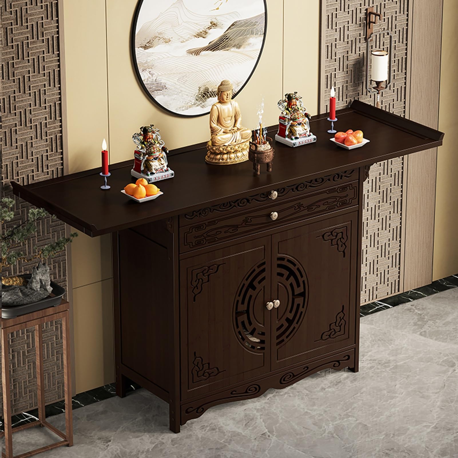 Table d'autel en bambou pour votre coin de méditation et prière à la maison