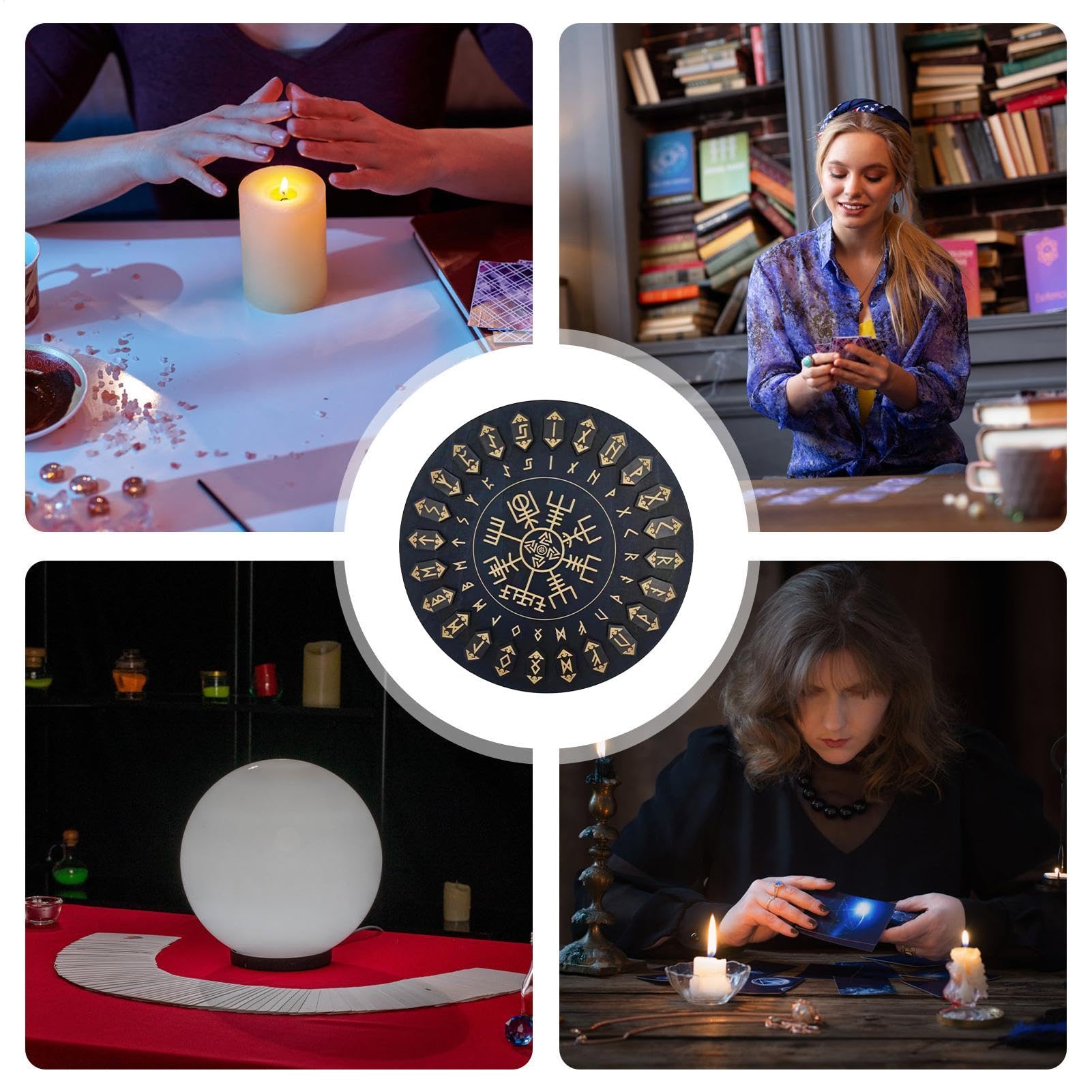 Set di rune da, set di rune in legno, rune divinazione in legno, iscrizioni per meditazione e divinazione, forniture multifunzionali per streghe, strumenti decorativi per meditazione
