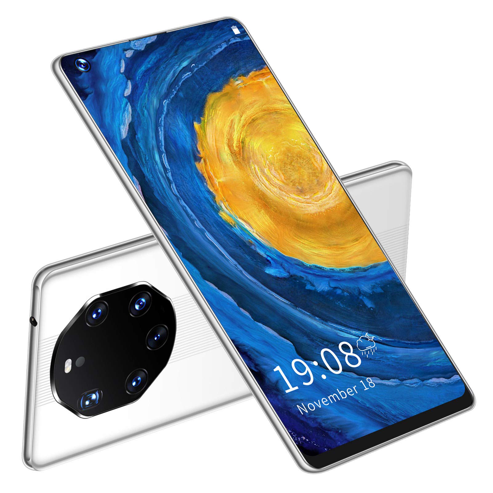PUSOKEI 6.72" Full Screen Mobile Phone, Dual Nano SIM Card Dual Standby/Face Recognition/Fingerprint
