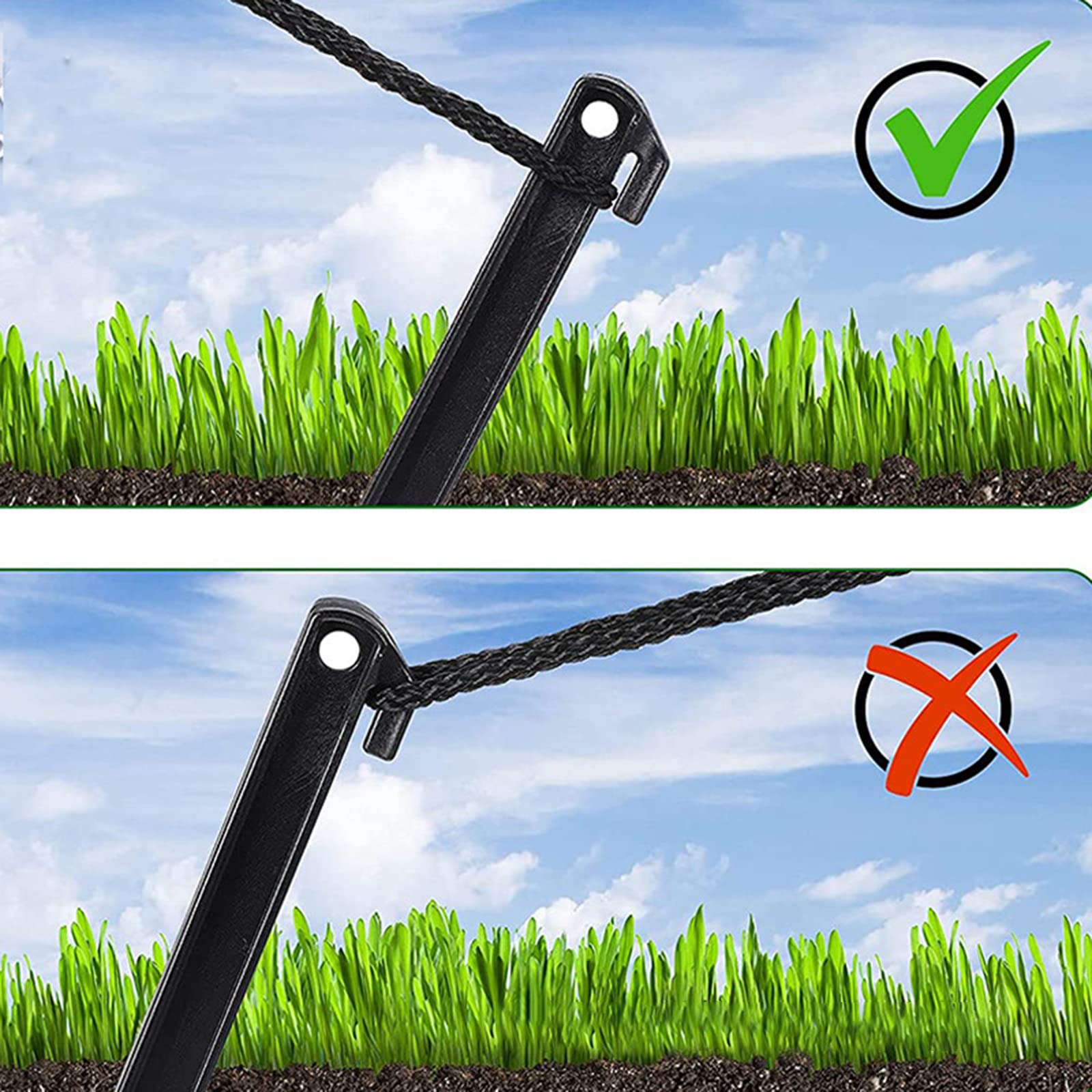 AAGUT Pali per tenda, picchetti in metallo da giardino, recinzioni, ganci da campeggio, resistenti, zincati, 22,9 cm, 6 gauge, per teloni, gonfiabili, decorazioni natalizie all'aperto, confezione da
