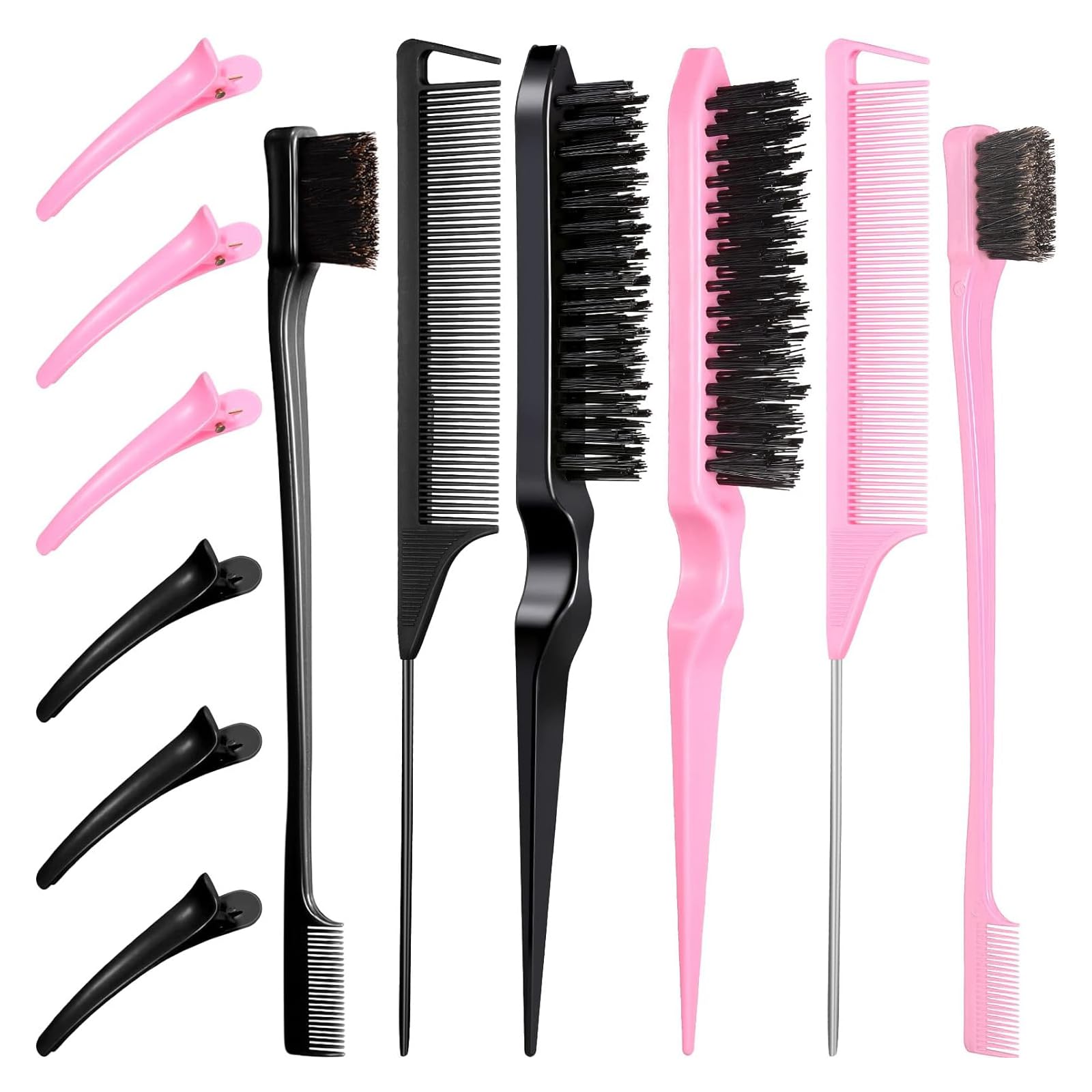 Sleek Bun Bürsten-Set – 4-teilig Mit Haarkamm, Randbürste & Clip – Für Glatte Frisuren & Babyhaare