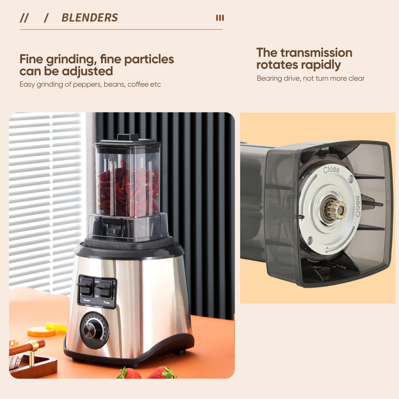 Batidora Profesional 3 en 1, 9500W, Licuadoras para Zumos y Batidos,15 Velocidades Ajustables 3 vasos Mezcladores Cuchillas de Acero Inoxidable,Batidora de Jarra para Batidos y Smoothies. - 5