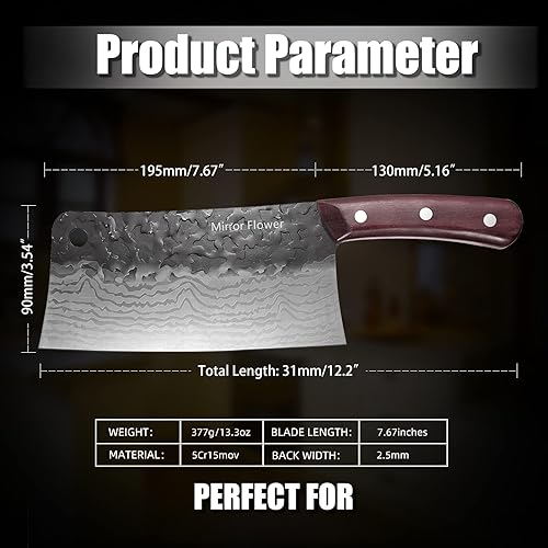 Miniatura 3 de Mirror Flower Hand made Forged Meat Cleaver Knife,High Carbon Stainless Steel Butcher Knife with Forged Blade,Gift Box