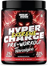 Wild Buck Hyper Charge Extreme Pre-Workout with Nitrosigine® – High Stim Energy, Pump, Strength & Focus | Energy Drink with– Beta-Alanine, L-Citrulline, Creatine, Caffeine, L-Theanine – Nitric Oxide Booster | Physical Performance for Gym or Sports [225g -