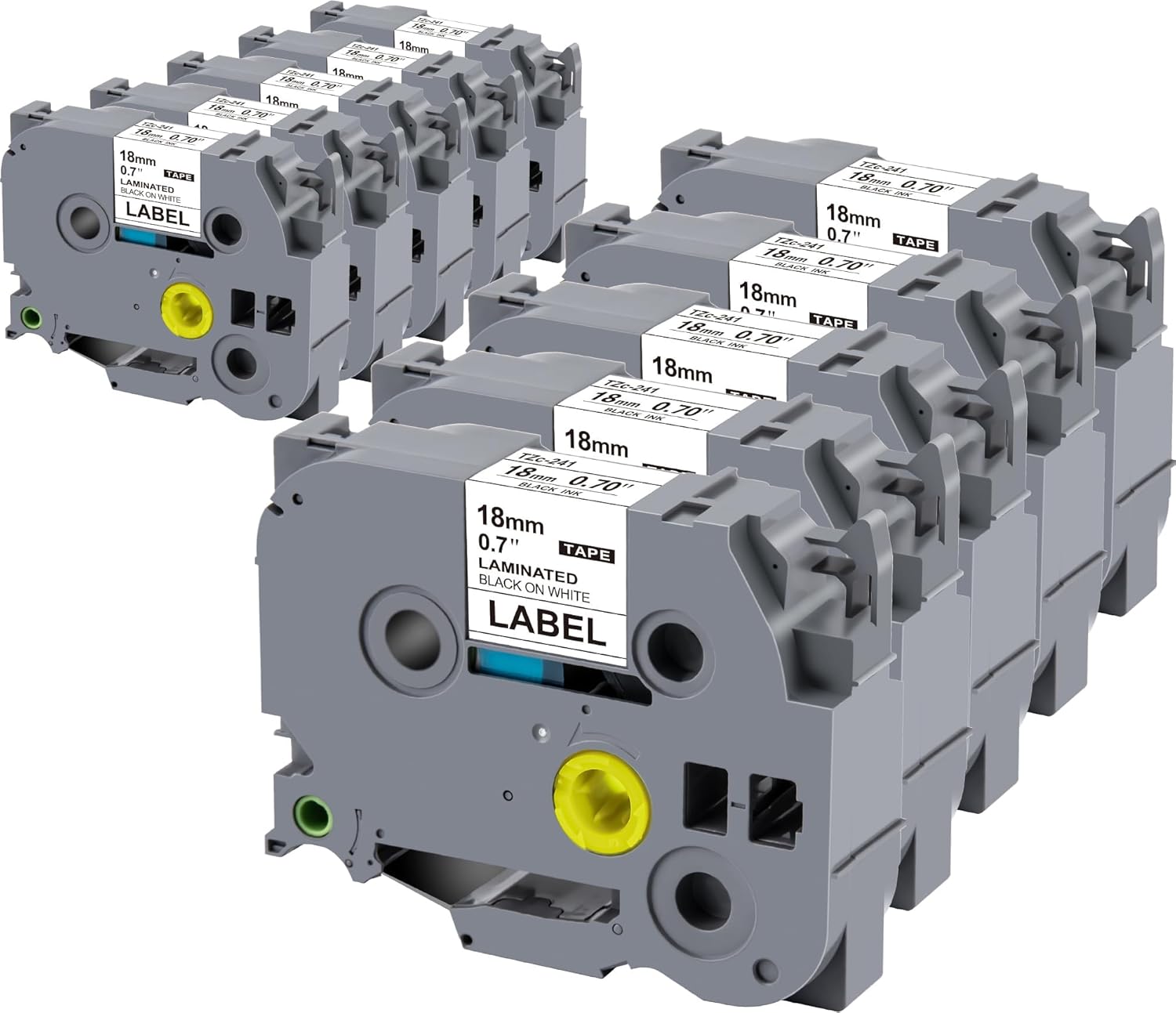 Weemay 10X TZ Tape 18mm 0.7 Laminated White Label Compatible for Brother TZe241 TZe-241 3/4 in. Black on White P Touch Tape TZ241 TZ-241 for P Touch Label Maker PTD400 PTD610BT PTD410 PTD460BT P710BT