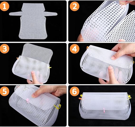 6 Pcs Plastic Mesh Canvas Sheets Clear Blank Embroidery Tools 2mm Grid Plastic Canvas for Crochet Bag Making