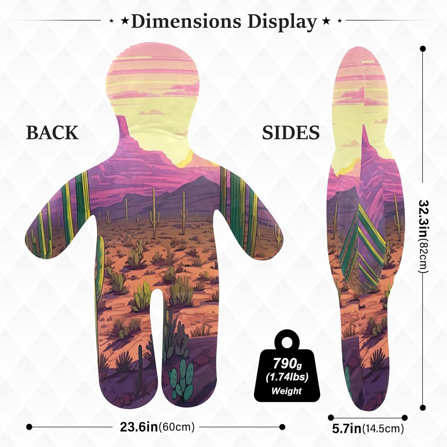 Cactus Desert Human-Shaped Pillow Soft Body Pillows Washable Velvet Pillows for Anxiety Relief Sleeping Cuddling & Support