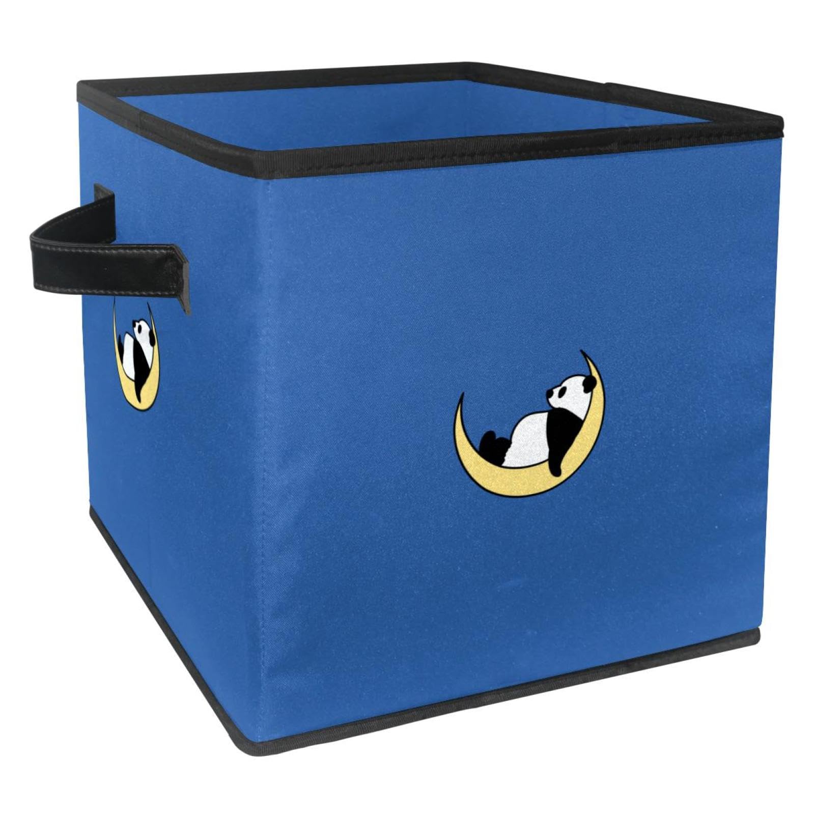 Boîte de rangement pliable poignées au motif poétique de panda sur la lune