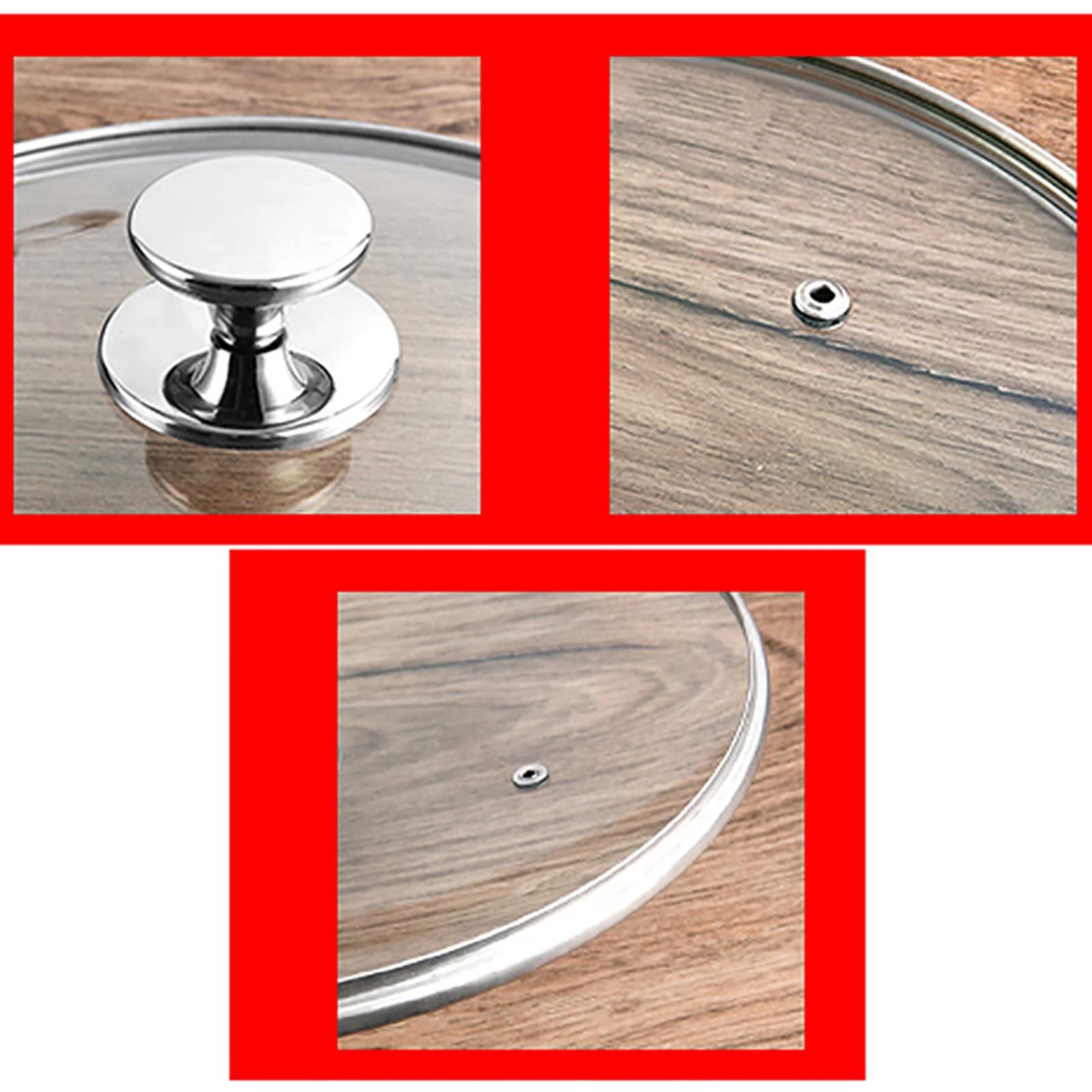 Tapa de sartén/Tapa de Cacerola, Olla de Cocina Visible de Vidrio Templado, Tapa de Repuesto para Cocina, Cubierta (26 cm)