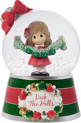 Precious Moments Deck The Halls 2025 Dated Musical Snow Globe – Resin/Glass Holi