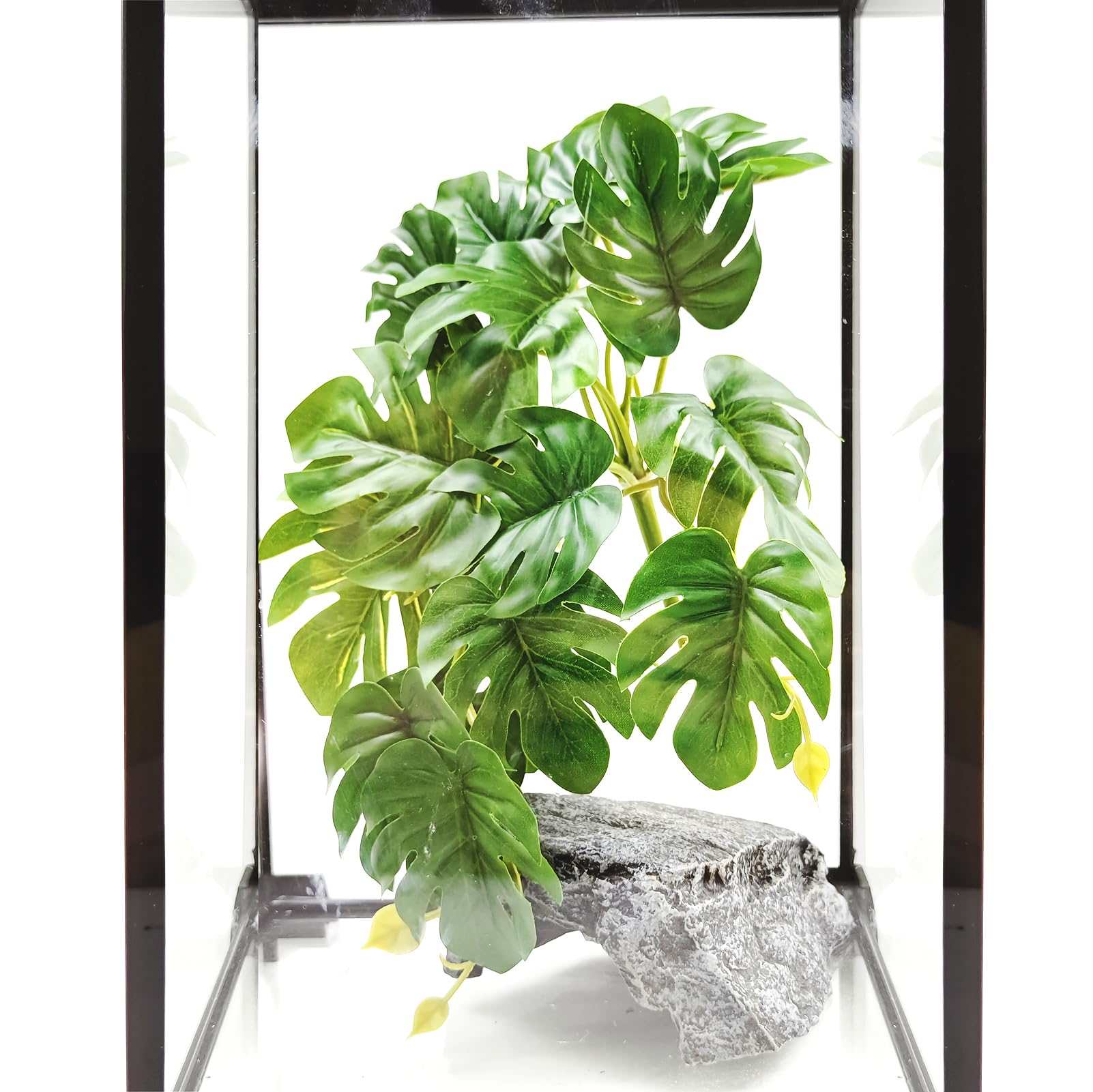 Woyrise Plantas de reptiles para terrario, plantas colgantes artificiales con ventosas, decoración de hábitat de tanque de anfibios, planta de plástico para dragones barbudos, lagartos, serpientes