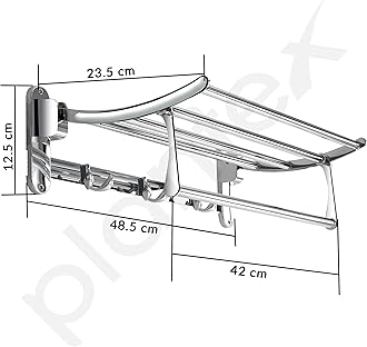 Plantex Stainless Steel Foldable Towel Rack for Bathroom/Towel Holder in Bathroom/Towel Stand with Hooks/Towel Rod/Bathroom Accessories - Pack of 5 (18 Inch,Chrome)