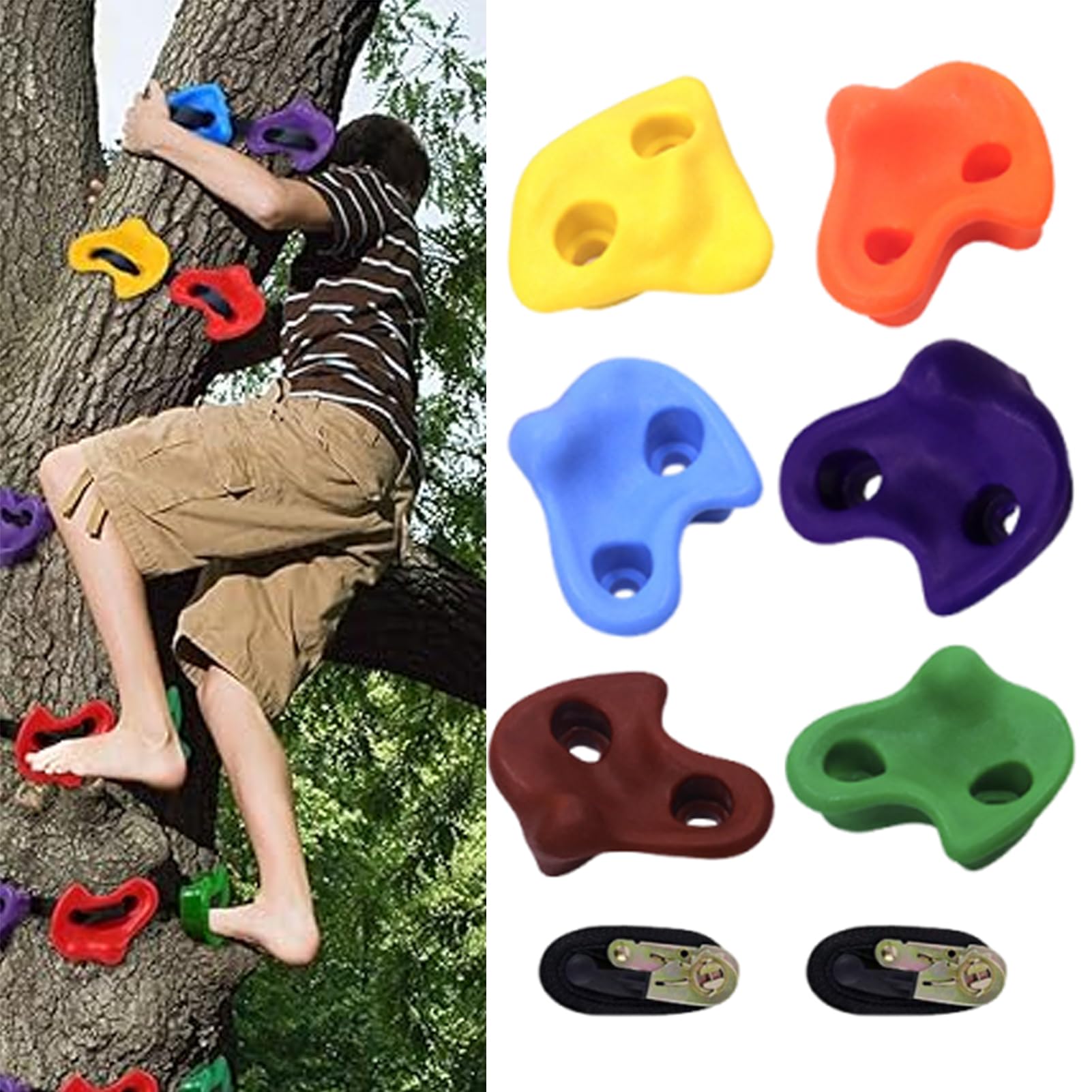 Presas De Escalada En Árboles Accesorio para juegos infantiles y práctica | Agarres de mano para escalada Niños Jóvenes Chicos Chicas Patio Parque Exterior Juegos Camping Hogar Jardín Aire