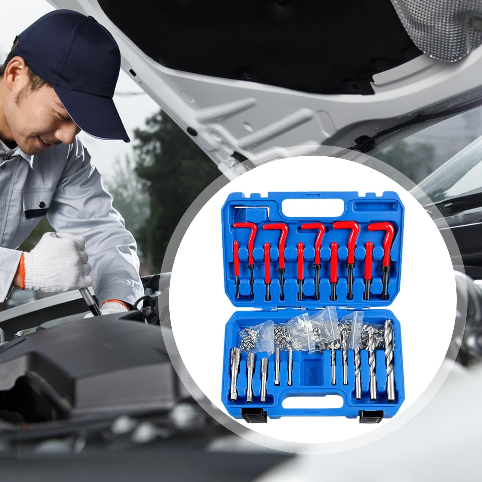 Kit metrico da 131 pezzi, inserti filettati per maschiatura M5 M6 M8, strumenti di installazione per la rottura, kit di riparazione