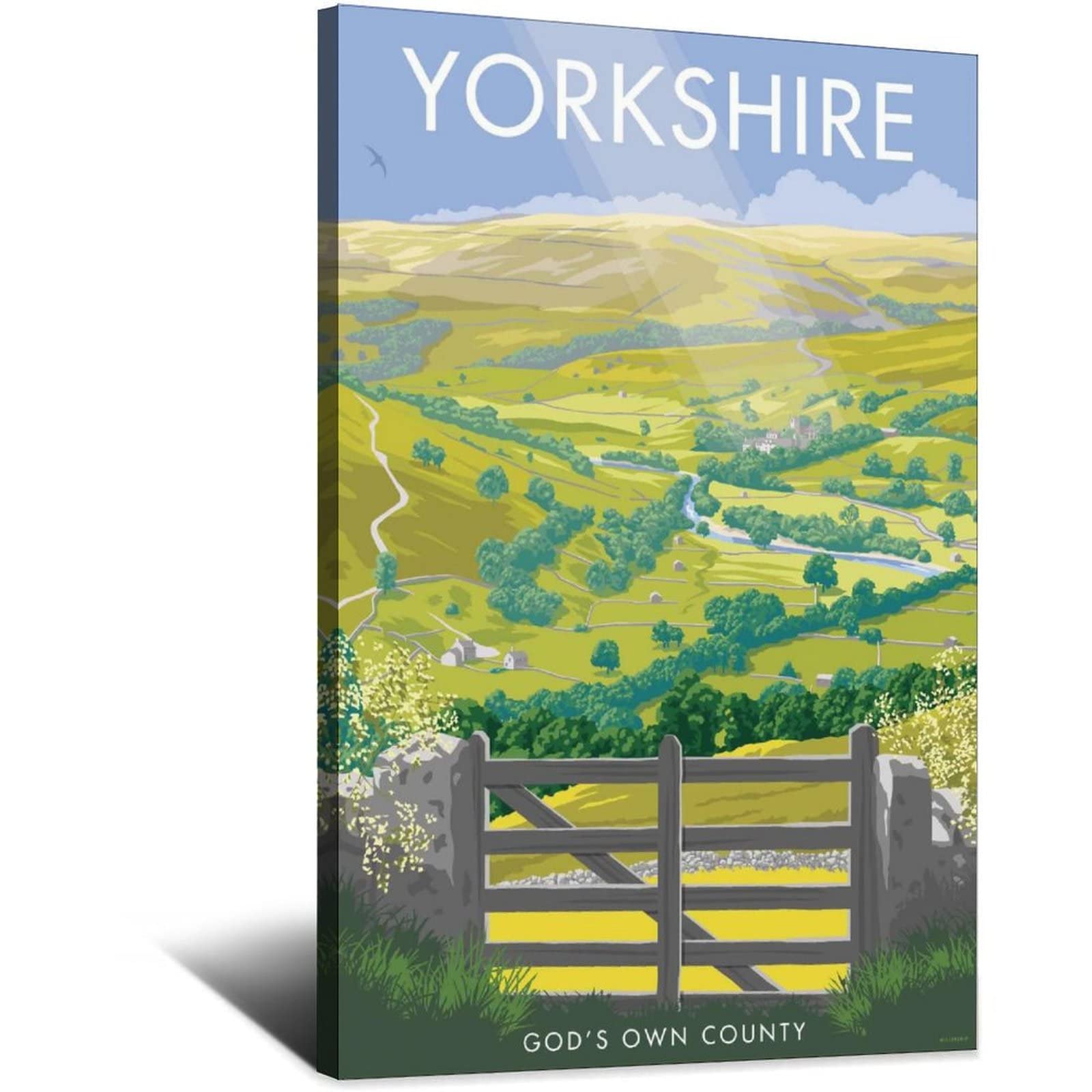 VTGCLT England Yorkshire Vintage Travel Posters God's Own County Canvas Painting Pictures Prints Wall Art for Bedroom Office Decor 12x18inch(30x45cm)