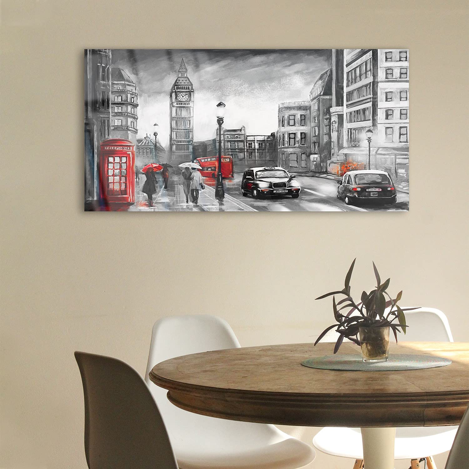 Coloray Pintura acrílica 100x50cm Arte Mural Sala De Estar Cuadro De Pared Vidrio Acrílico - Londres Big Ben Car
