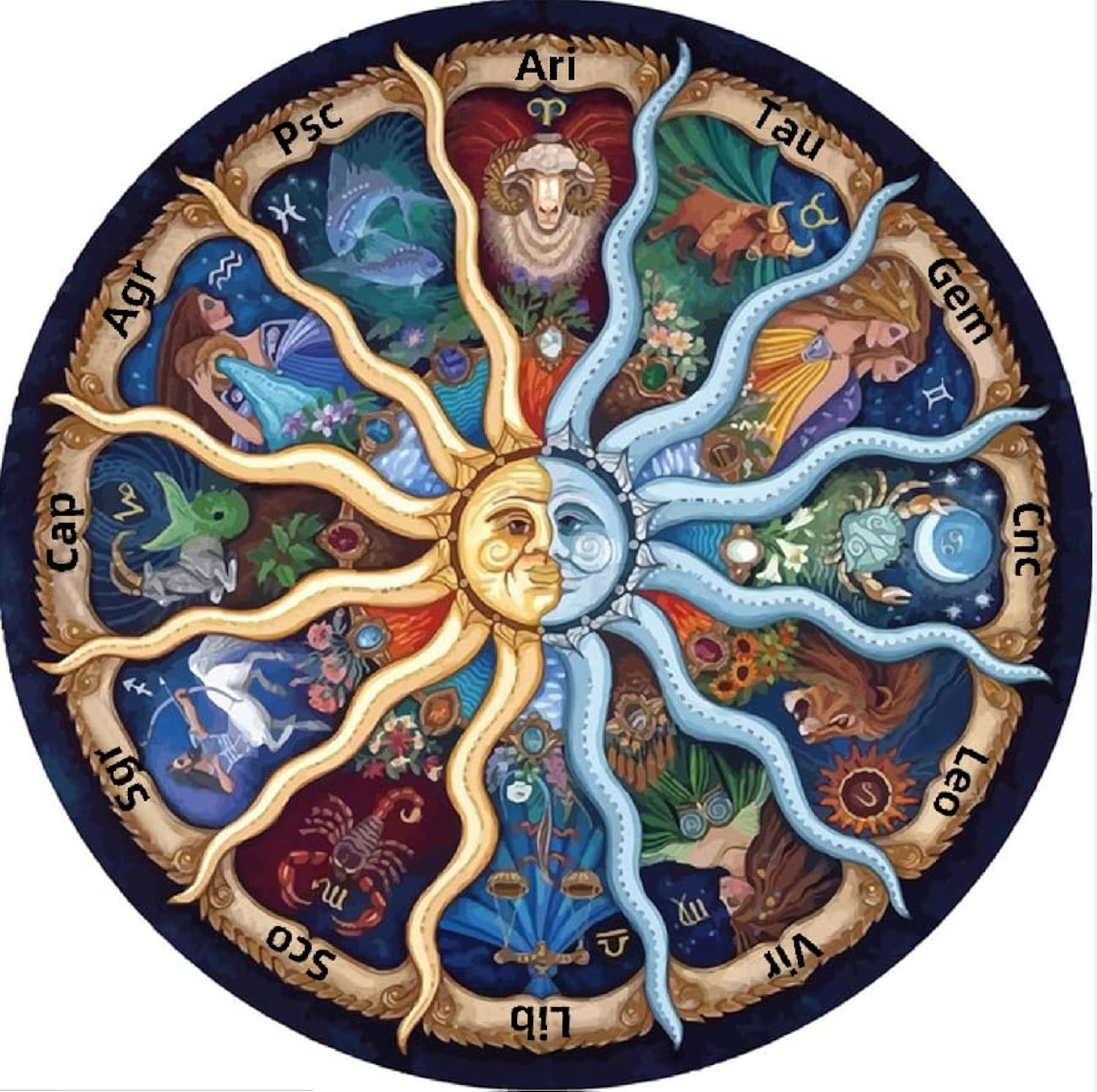 WEIYP 5D Diamond Painting Kits for Adults Full Drill The Twelve Constellations Embroidery Rhinestone Painting(22x22in)