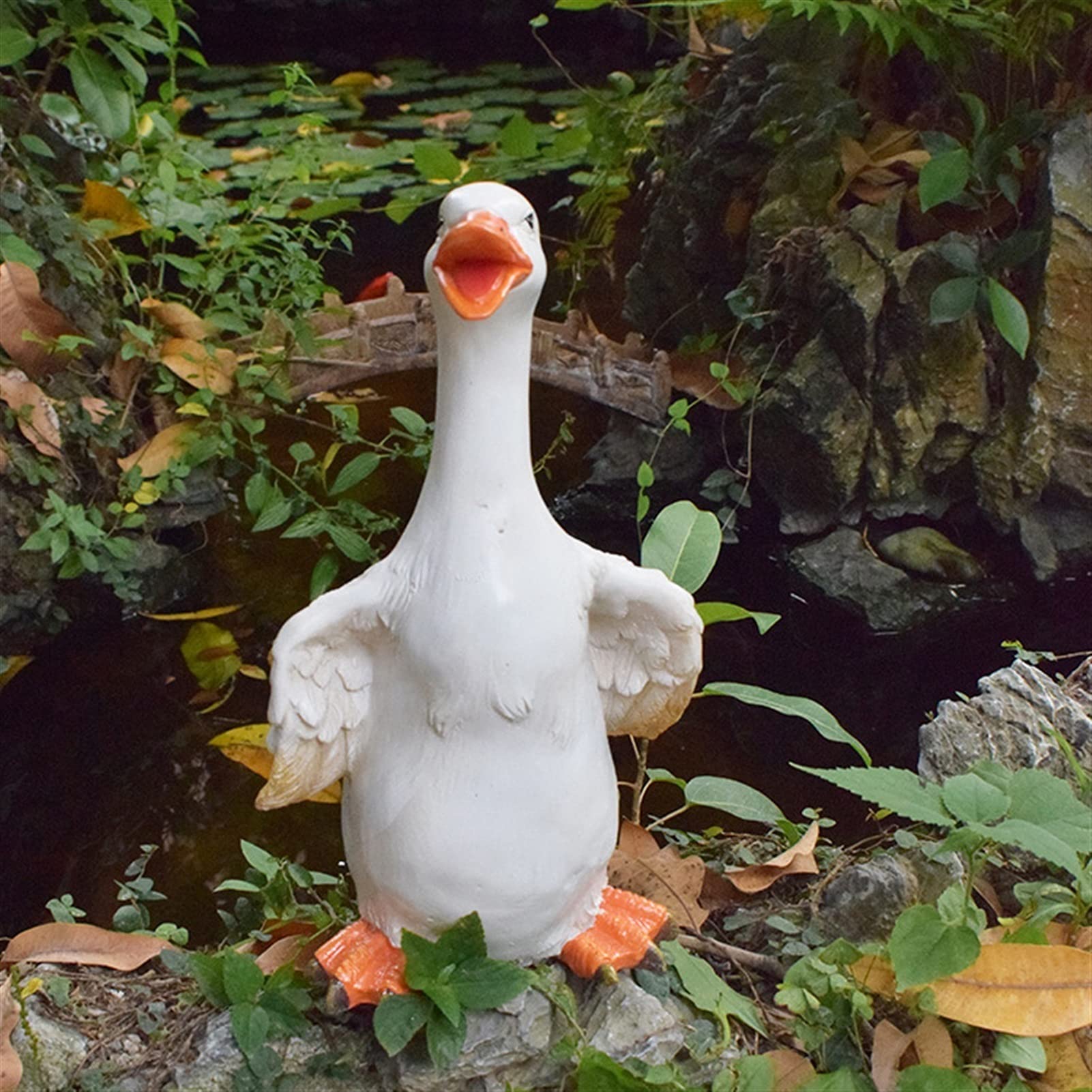 Rzemiosło Z Symulacją Białej Kaczki, Realistyczna Figurka Kaczki, Ozdoba, Model Zwierzęcia, Diy, Rzeźba Trawnikowa Do Oczka Wodnego, 11,8 Cala Wysokości