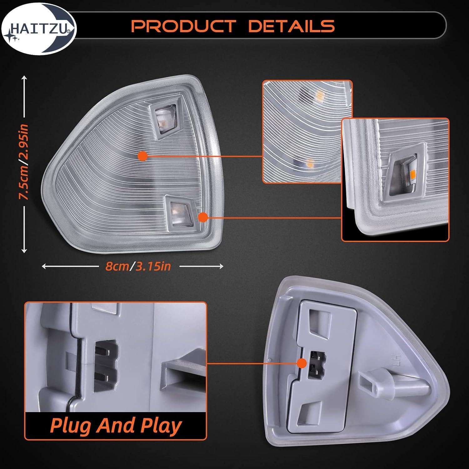 Haitzu LED Side Mirror Turn Signal Light Lamps Clear Cover Lens Compatible with The Following Models:Dodge Ram 1500 2500 3500 4500 5500 2010-2018 68302828AA 68302829AA