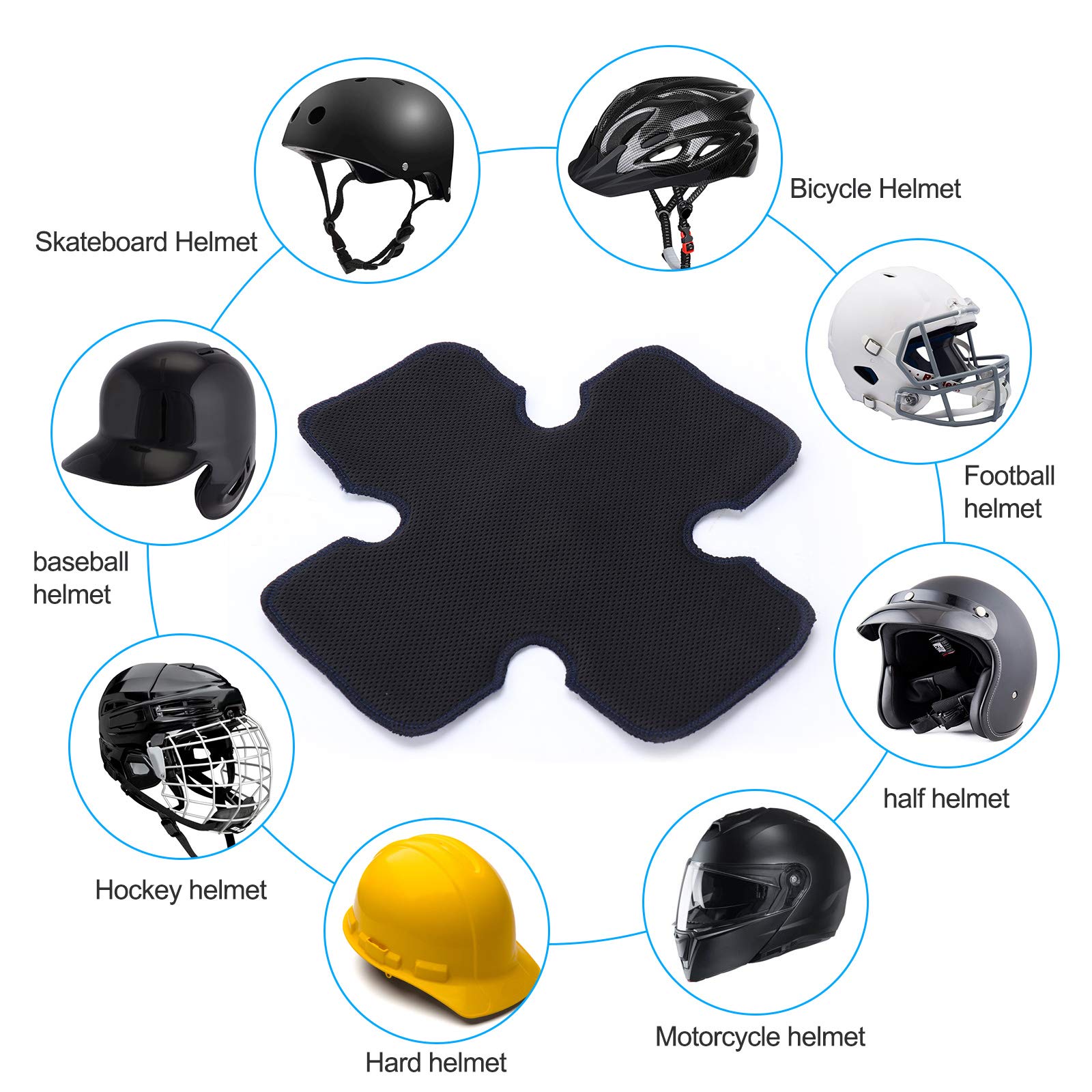 Amazon.com: Motorcycle Helmet Liner  Anti-Sweat, Cooling & Reusable.  Absorbs Sweat, Prevents Odor & Stains. Easy Hook & Loop Fit for Helmets:  Skateboard, Hockey & Bike : Automotive