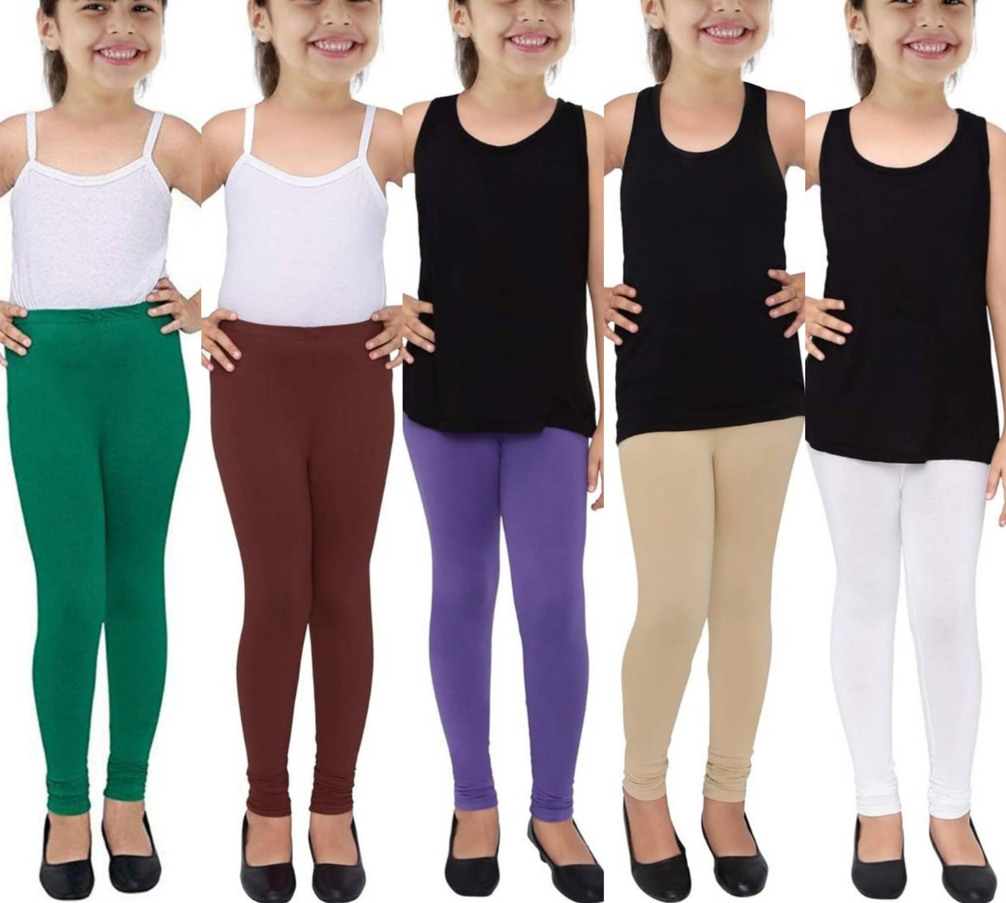 Girls Cotton Leggings Pack of 5-image-49