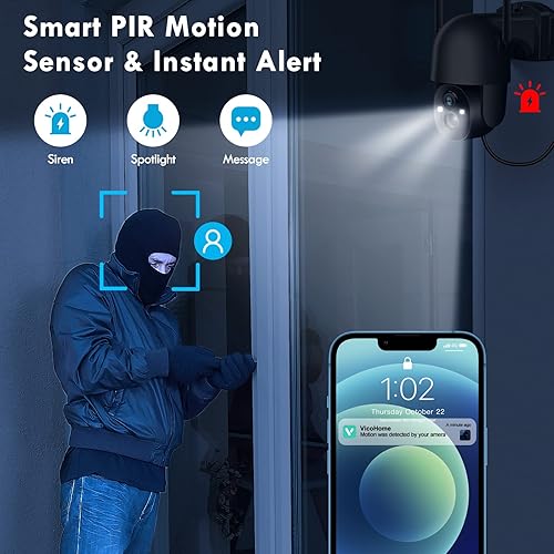 Miniatura 10 de Poyasilon Cámaras de seguridad solares inalámbricas para exteriores 3MP 2K FHD cámara para exteriores inalámbrica 24G Wi-Fi 360 View Pan Tilt