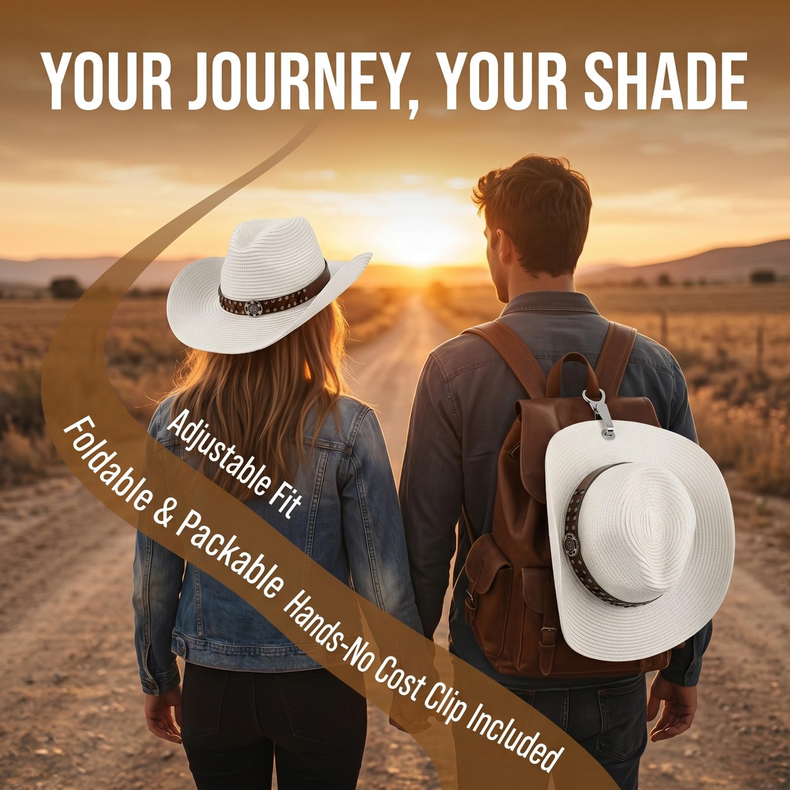 HEYANN Chapeau de cowboy en paille pour homme et femme - Chapeau de soleil pliable - Coupe-vent - Avec mentonnière - Respirant - Protection UV - Pour plage, jardin et extérieur