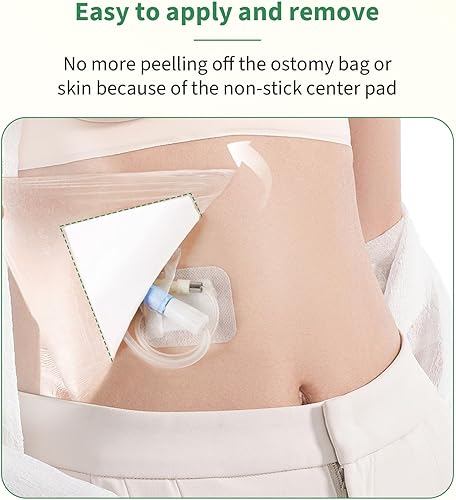 Miniatura 3 de Paquete de 50 fundas de ducha impermeables para bolsa de ostomía con almohadilla central antiadherente, suministros de ostomía, bolsas