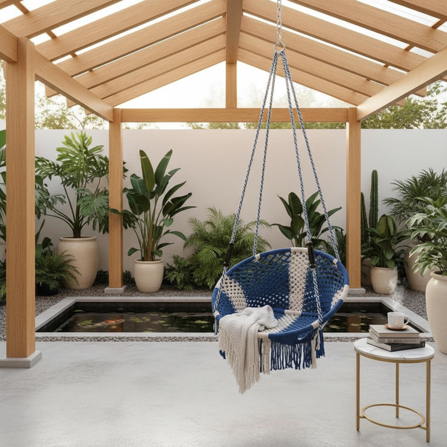 Kaushalendra Adult Hammock Swing Chair - 120 kg Capacity | Multi-Color Nylon Rope | Durable Iron Frame | Indoor/Outdoor Jhula