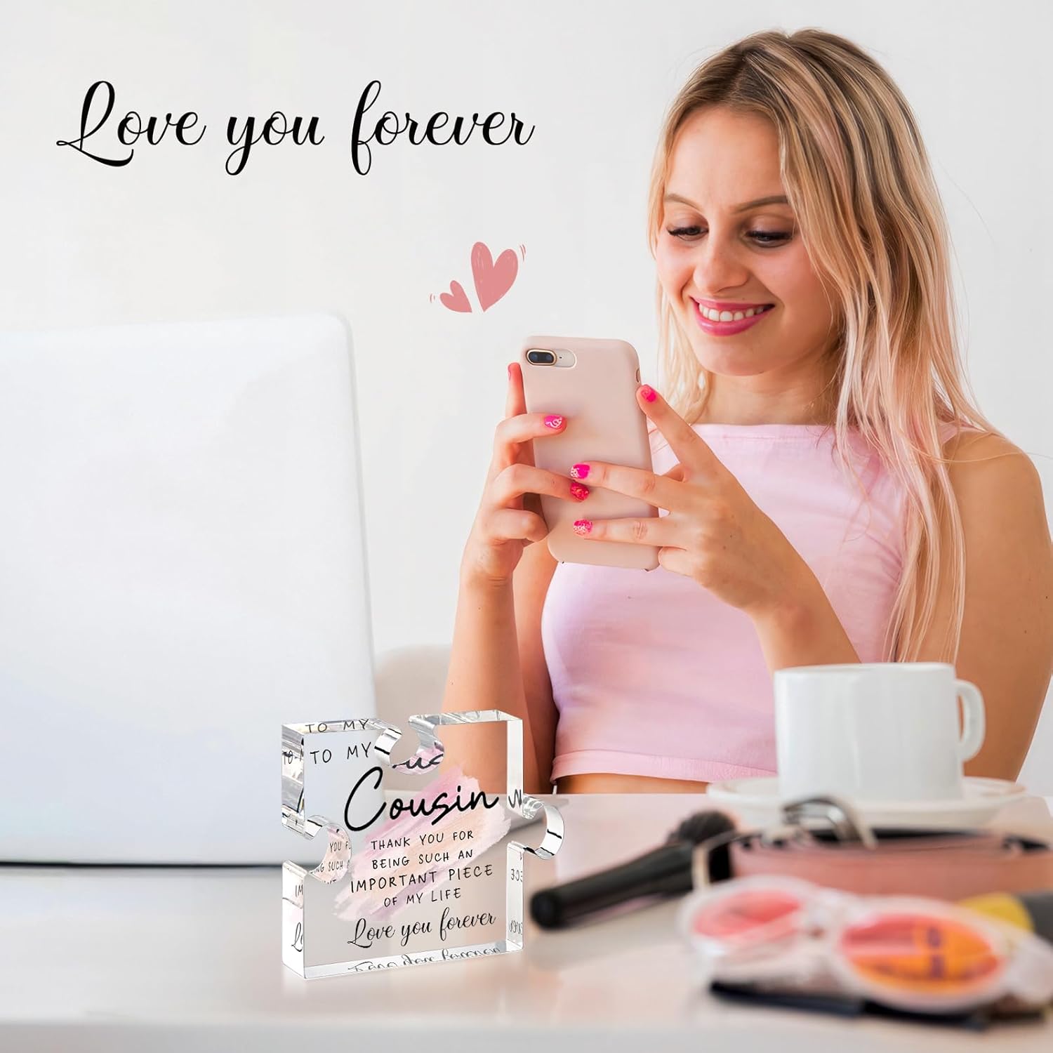 LukieJac Cousin Gifts for Women Best Cousin Ever Gifts Cousin Birthday Gift for New Cousin Sister Thanksgiving Christmas Mothers Day Valentines Day Gift Paperweight for Cousin Female Keepsake - Image 4