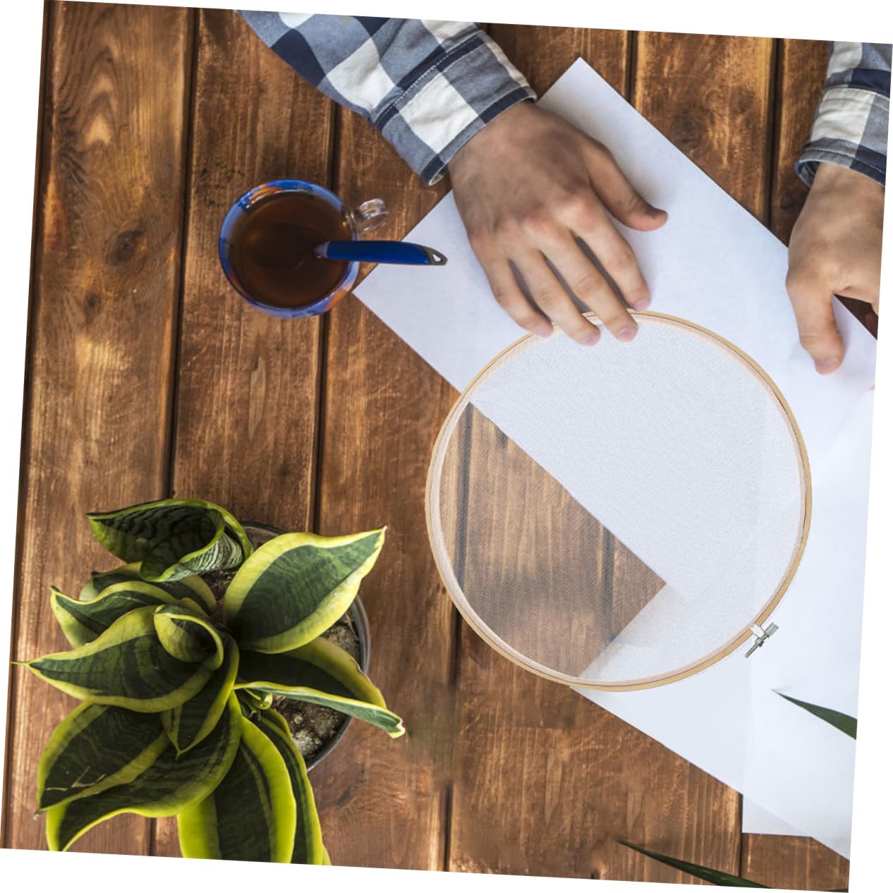 HOOTNEE Wooden Frame Paper Making Mold 20cm Round Paper Making Screen DIY Craft Frame