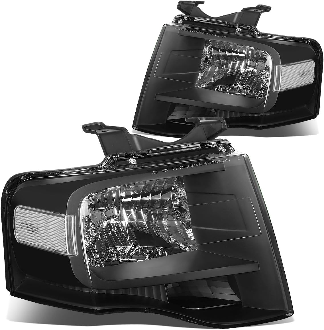 DNA MOTORING HL-OH-FEXP07-BK-CL1 Black Housing Clear Lens Headlights Compatible with 2007-2014 Expedition, Driver & Passenger Side